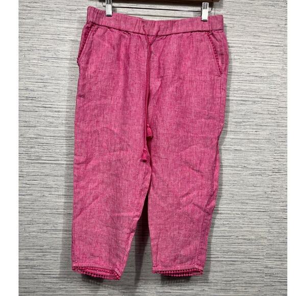 Talbots Women’s Pink 100% Linen Capri Pants / Size-6 P - Picture 1 of 10